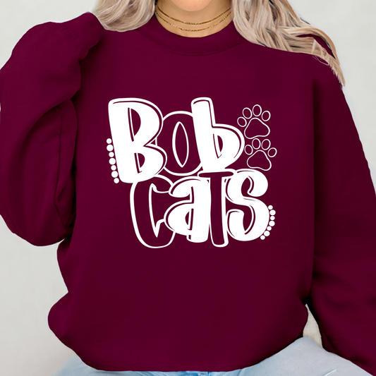 Bobcats In White Bubble Letter Crewneck