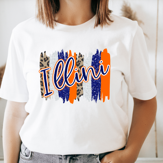 Illini w/ Paint Stroke Background Tee