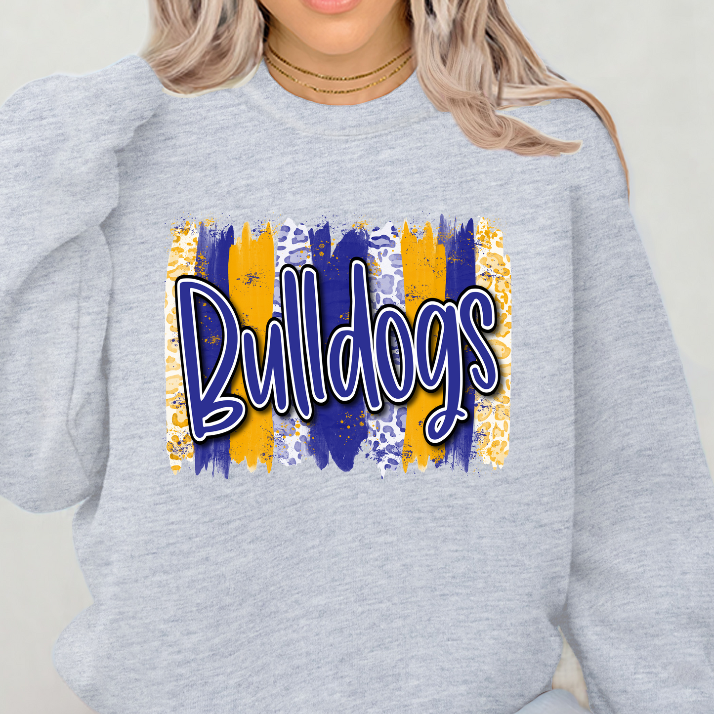 Bulldogs w/ Paint Stroke Background Crewneck