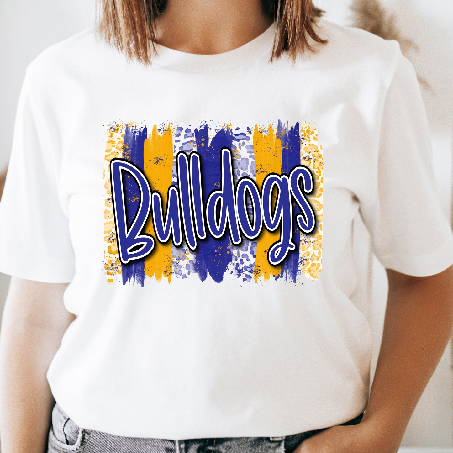 Bulldogs w/ Paint Stroke Background Tee