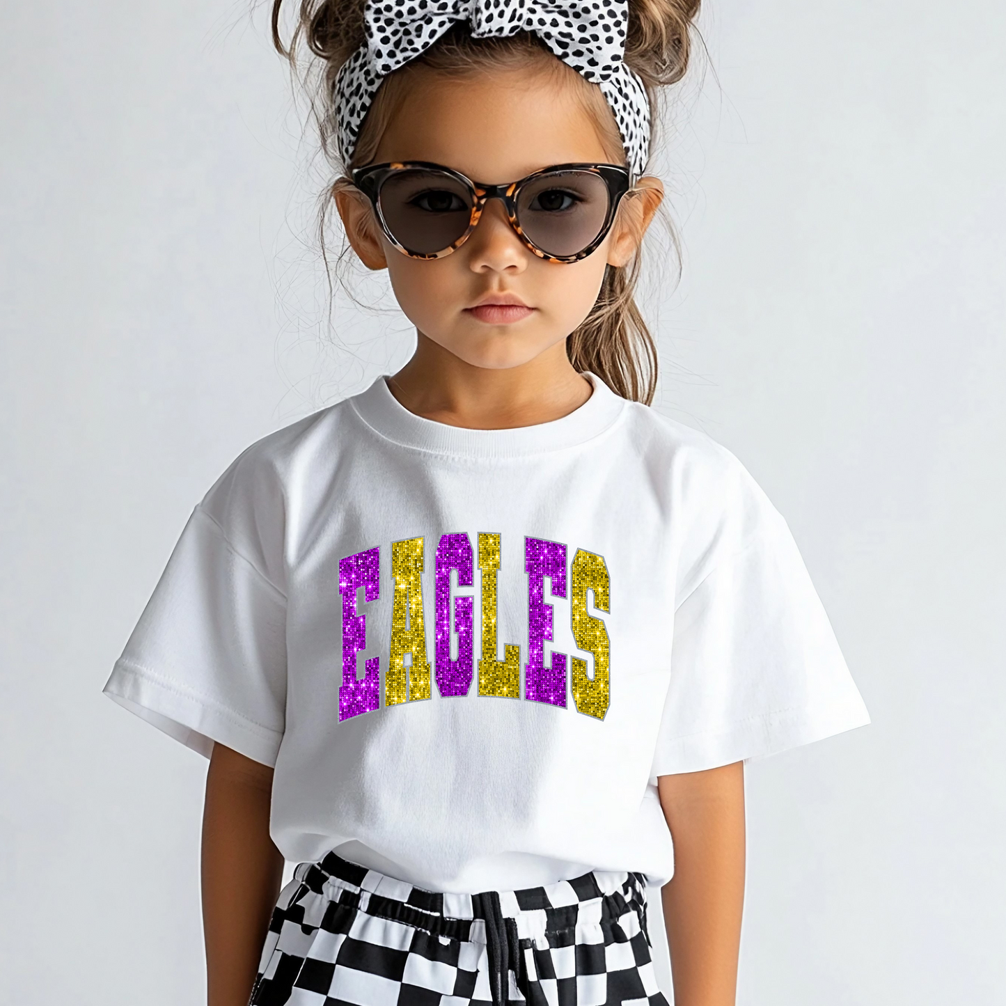 Eagles Purple & Gold Faux Glitter Youth Tee