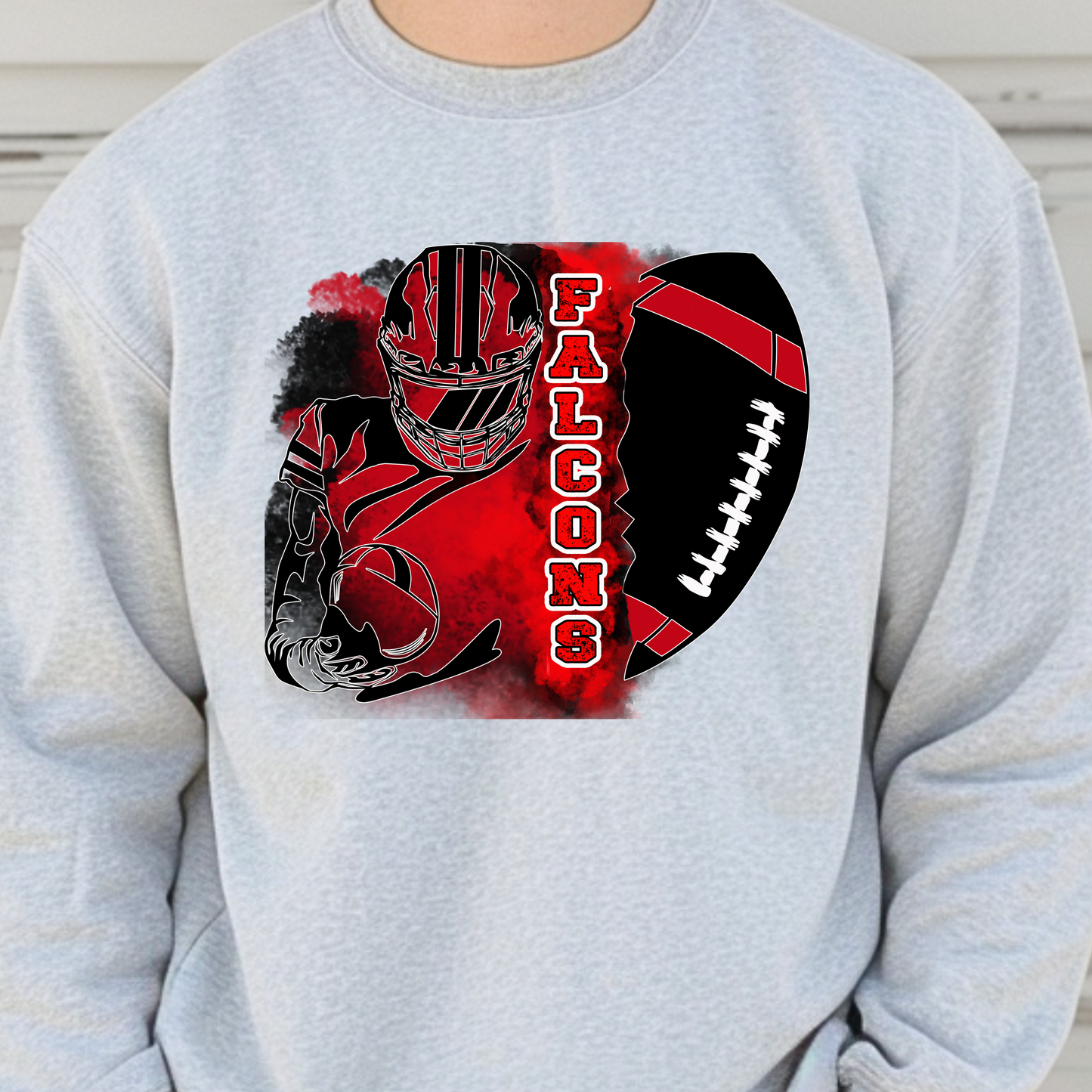 Falcons Football w/ Smoke Background Crewneck