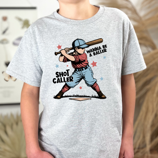 Wanna Be A Baller Shot Caller Youth Tee