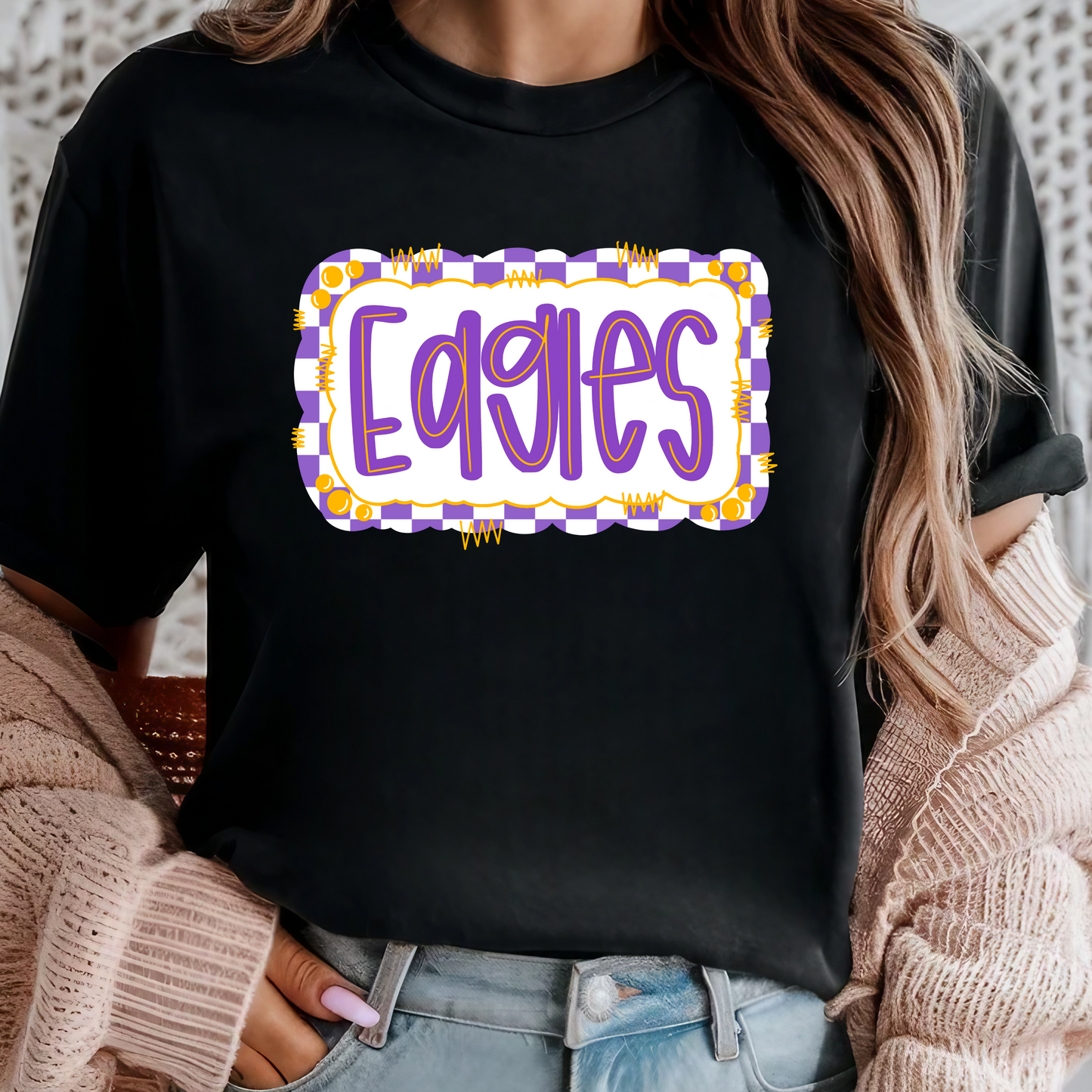 Eagles Checkered Retro Tee