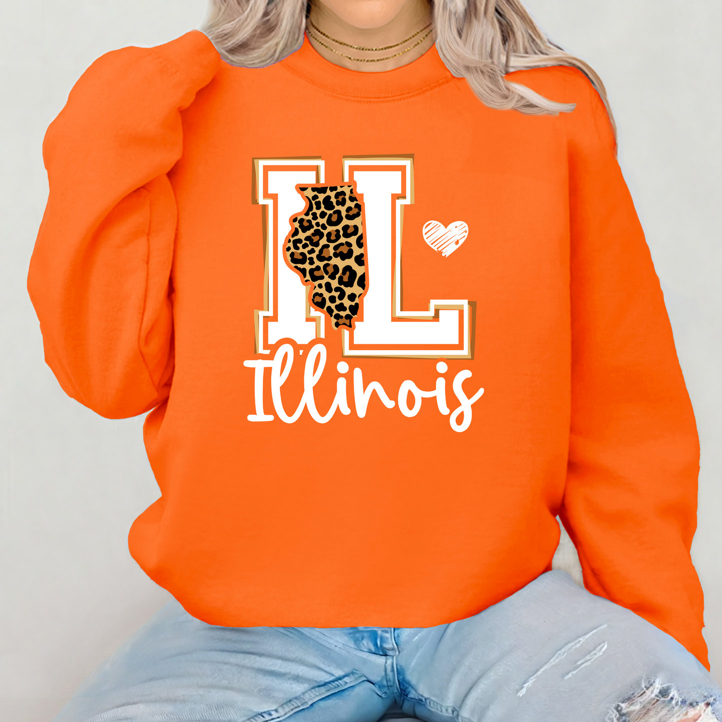 Big IL In White w/ Animal Print State Crewneck