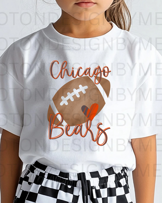 Chicago Bears w/ Football & Heart Youth Tee