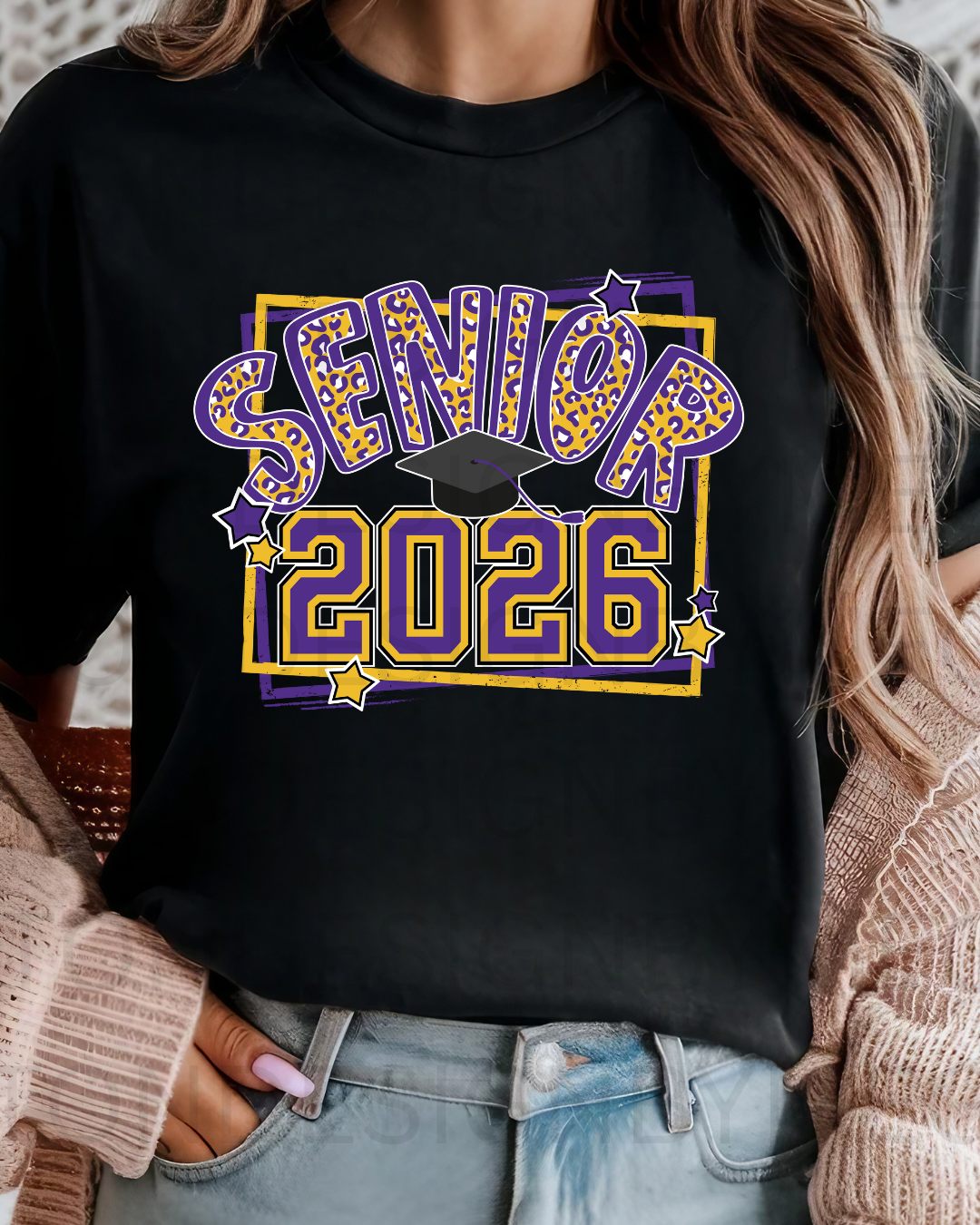 Senior w/ Animal Print Purple & Gold Tee