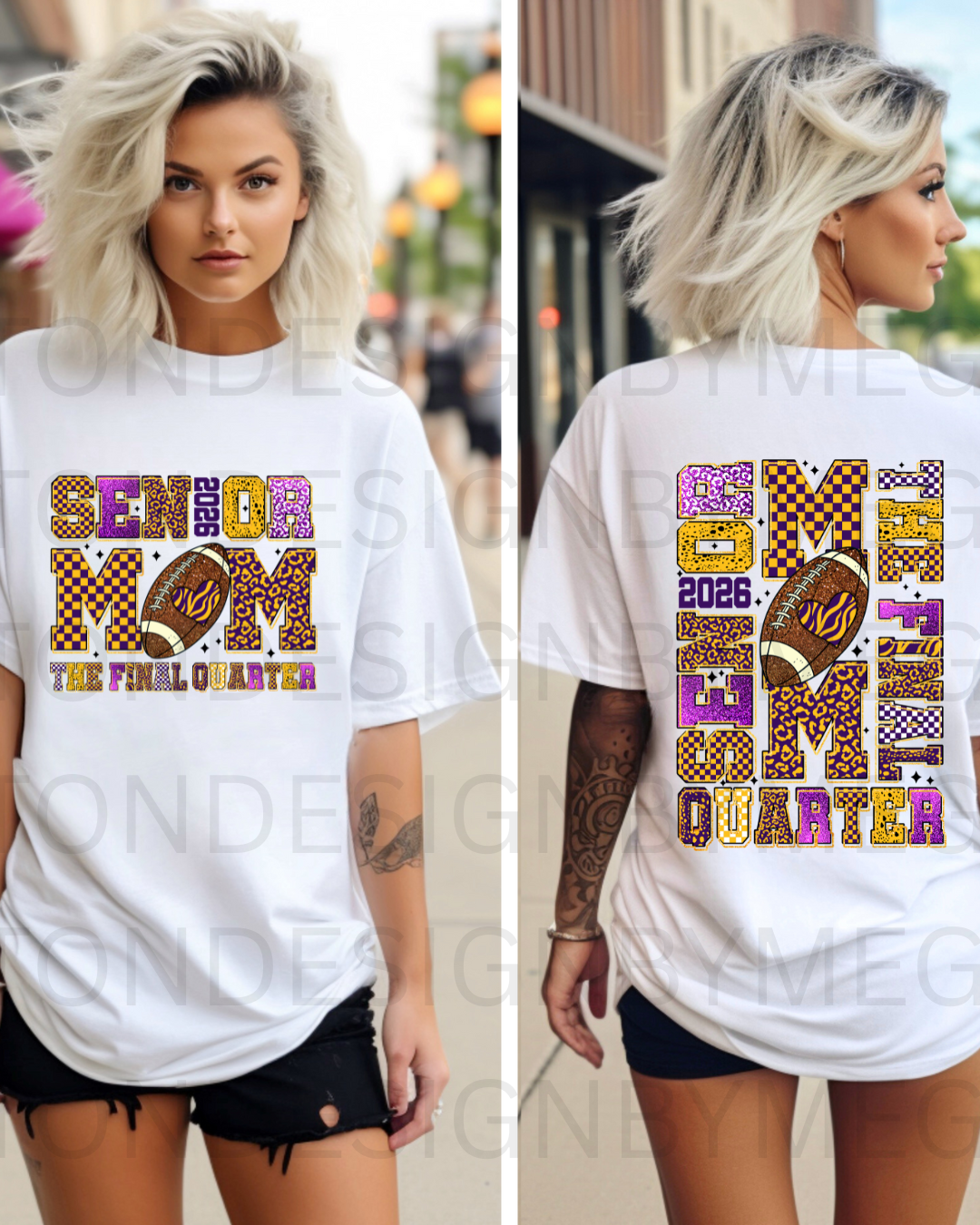 The Final Quarter Senior Football Mom Purple & Gold Tee