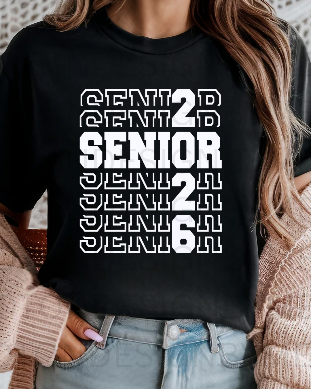 Senior Stacked 2026 In White Tee