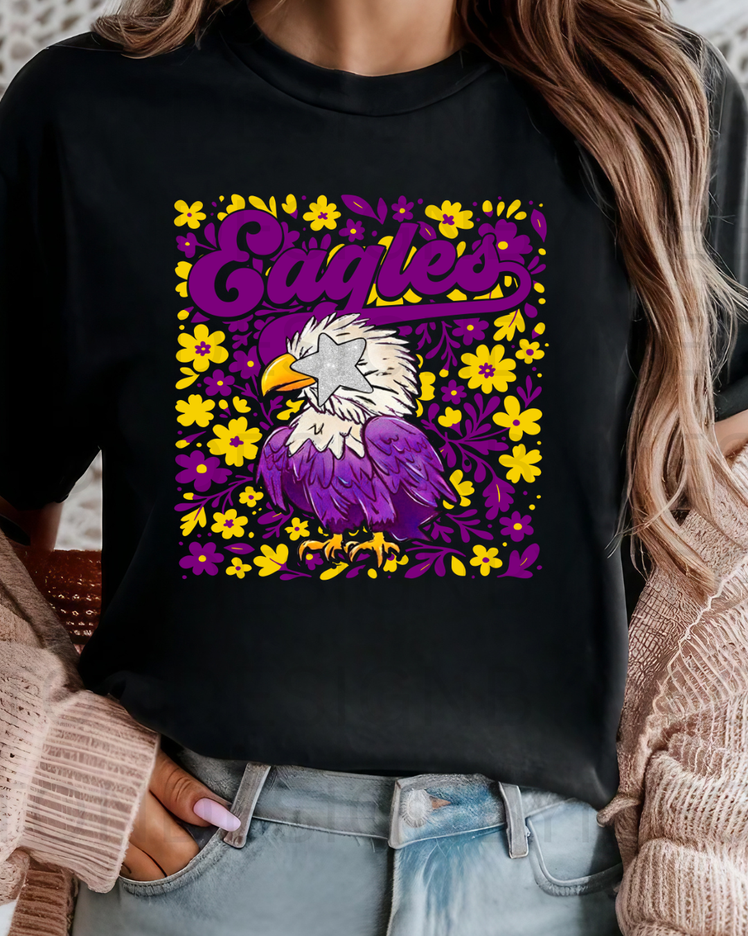 Eagles Groovy Purple & Gold Tee