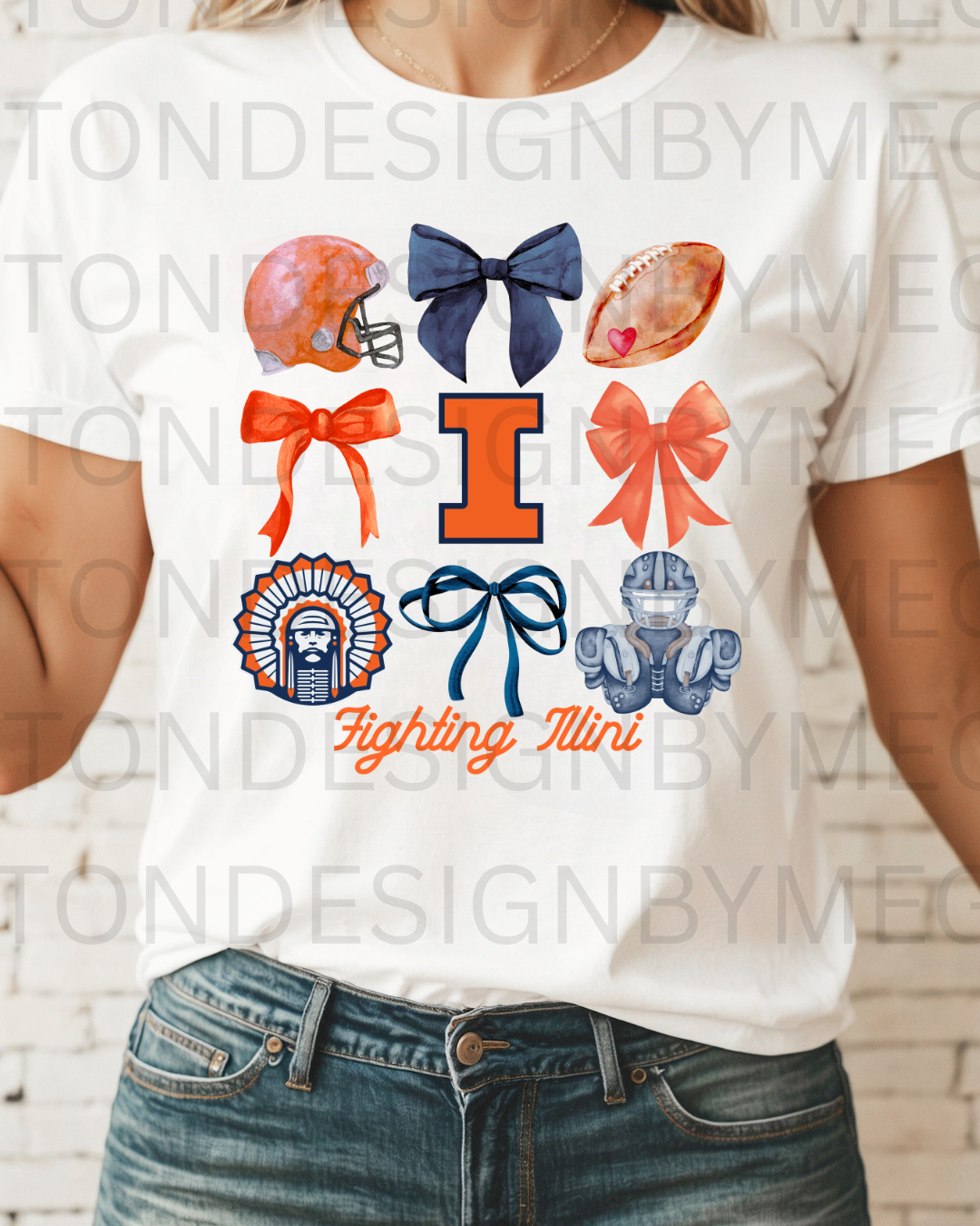 Fighting Illini Coquette Bow w/ Chief Tee