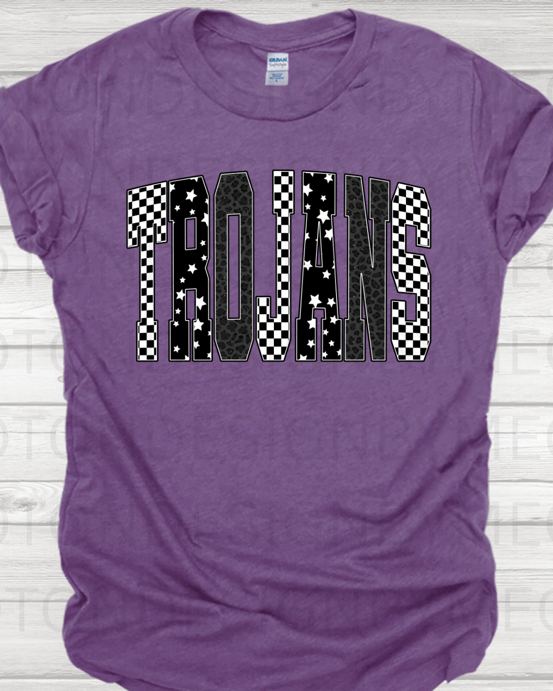 Trojans Retro Checkered Leopard Star Letter Tee